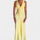 Kaja - Elegantna Haljina s Uvijenim Strukom i V-Izrezom