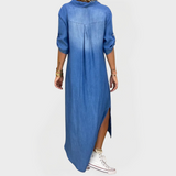 Rochie lungă din denim cu slituri laterale