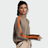 Simona™ – Pulover cu Guler înalt cu Benzi Contrastante