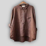 Ema™ - Bluza din In Verde Simplă