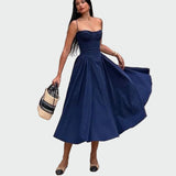 Dora™ - Rochie Maxi Satino cu Bretele Subțiri
