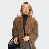 Laima™ – Trench din suede maro pentru toamnă