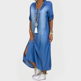 Rochie lungă din denim cu slituri laterale