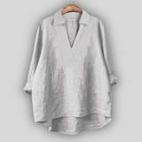 Dovilė™ - Bluza din In Eleganță Argintie