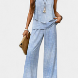 Martina Boho Elegant Set Fără Mâneci cu Pantaloni Drepți cu Model