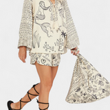 Cămașă Amalia Stil Boho cu Șorturi Elastice