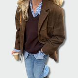 Laima™ – Trench din suede maro pentru toamnă