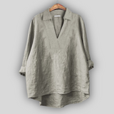 Dovilė™ - Bluza din In Eleganță Argintie