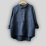 Ema™ - Bluza din In Verde Simplă