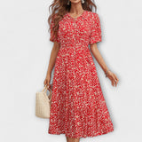 Amelia – Rochie cu Decolteu Rotund și Model Floral