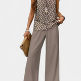 Martina Boho Elegant Set Fără Mâneci cu Pantaloni Drepți cu Model