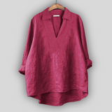 Dovilė™ - Bluza din In Eleganță Argintie