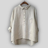 Ema™ - Bluza din In Verde Simplă