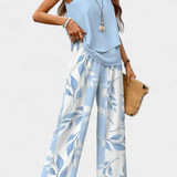 Martina Boho Elegant Set Fără Mâneci cu Pantaloni Drepți cu Model