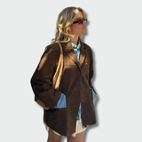 Laima™ – Trench din suede maro pentru toamnă