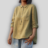 Ema™ - Bluza din In Verde Simplă