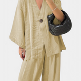 Eli Compleu oversized cu top cu decolteu în V și pantaloni drepți