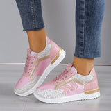 Monica® | Pantofi sport cu șireturi și vârf rotund în contrast