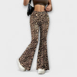 Berenice™ - Pantaloni bootcut cu imprimeu leopard