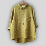 Ema™ - Bluza din In Verde Simplă