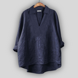 Dovilė™ - Bluza din In Eleganță Argintie