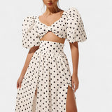 Set de Fustă și Cămașă cu Dots Sherine și Mâneci Pufoase