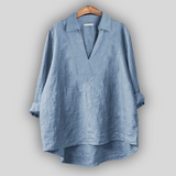 Dovilė™ - Bluza din In Eleganță Argintie