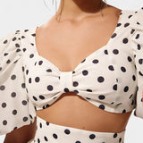 Set de Fustă și Cămașă cu Dots Sherine și Mâneci Pufoase