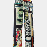 Pantaloni Drepți cu Talie Înaltă Arce cu Model Floral