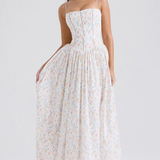Irena™ - Rochie Maxi cu Bretele Subțiri și Model Floral