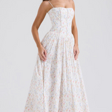 Irena™ - Rochie Maxi cu Bretele Subțiri și Model Floral