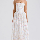 Irena™ - Rochie Maxi cu Bretele Subțiri și Model Floral