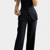 Set Ekaterina Top Minimalist și Pantaloni Largi