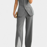 Set Ekaterina Top Minimalist și Pantaloni Largi