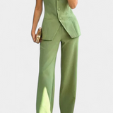 Set Ekaterina Top Minimalist și Pantaloni Largi