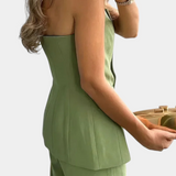 Set Ekaterina Top Minimalist și Pantaloni Largi