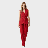 Set de Vestă Carlen Klasikinis cu Curea și Pantaloni Largi