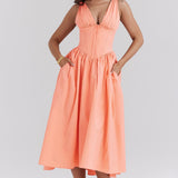 Alina™ - Rochie Midi cu Flori Romantice