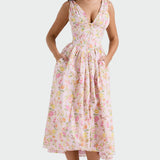 Alina™ - Rochie Midi cu Flori Romantice