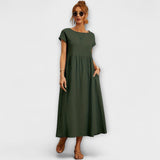Rochie Midi cu Linie Simplă și Buzunare Laterale