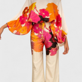 Sybella Set din Două Piese cu Umeri Decupați și Pantaloni Largi cu Model