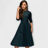 Ana - Rochie Midi Elegantă cu Curea în Talie