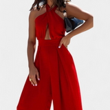 Jessica Mono Halter Cu Spatele Gol și Pantaloni Largi
