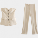 Set Paesha fără mâneci și pantaloni largi
