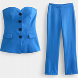 Set Paesha cu mâneci fără și pantaloni largi