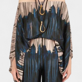 Sybella Set din Două Piese cu Umeri Decupați și Pantaloni Largi cu Model