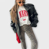 Carina™ - Blugi retro cu model de leopard