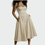 Dora™ - Rochie Maxi Satino cu Bretele Subțiri