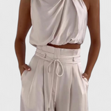 Helira Set din Două Piese cu Top Fără Mâneci și Pantaloni Palazzo