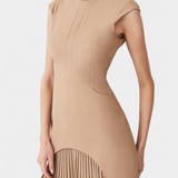 Rochie Mini Karen cu Guler Înalt și Detaliu Plisat